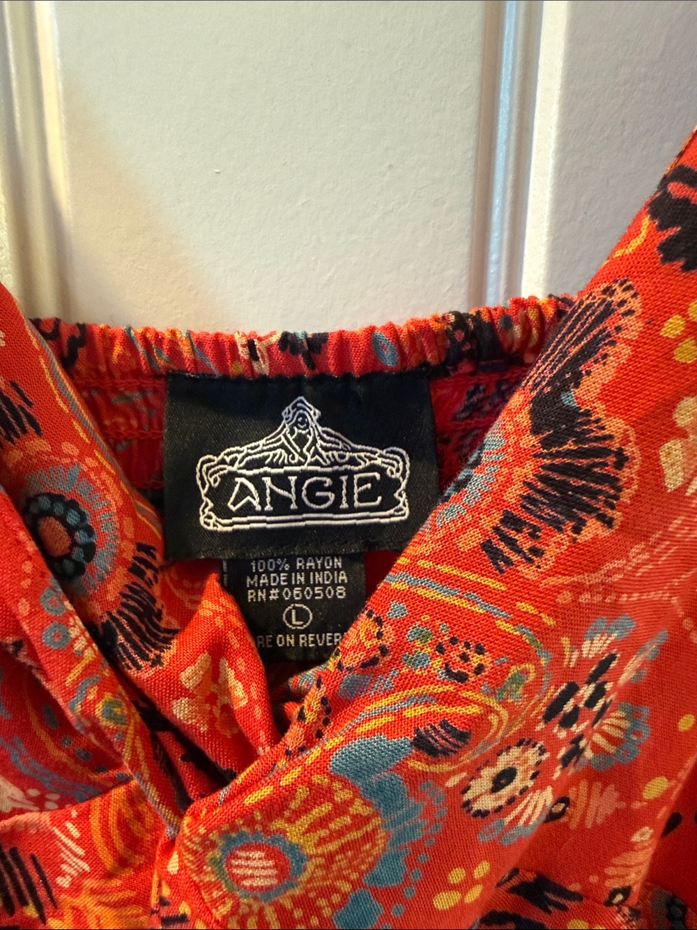 Reddish Orange Floral Paisley Sundress with Twist Front - Picture 2 of 3